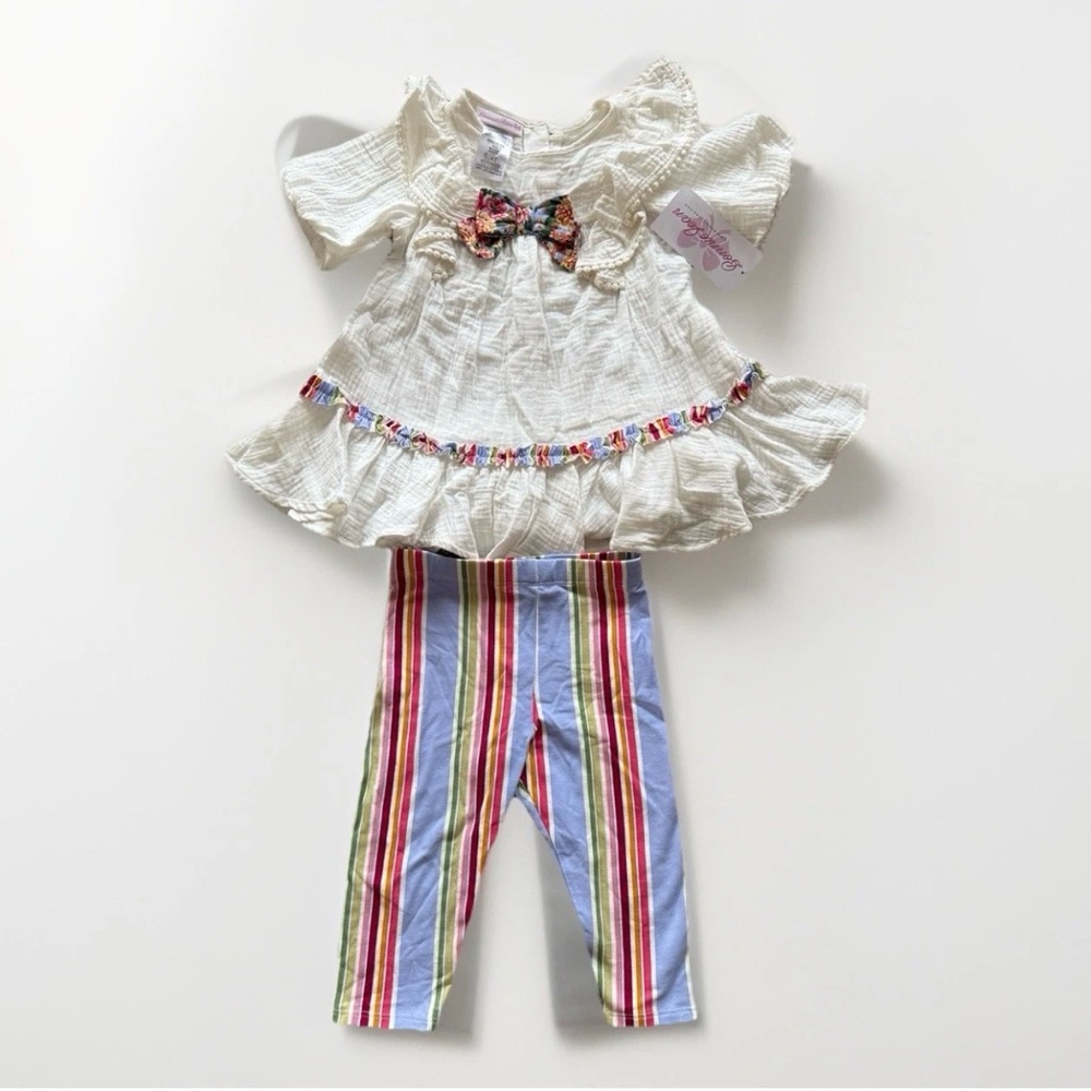 NEW Bonnie Jean Girls Size 4T White muslin Gauze Ruffle Dress With Shorts